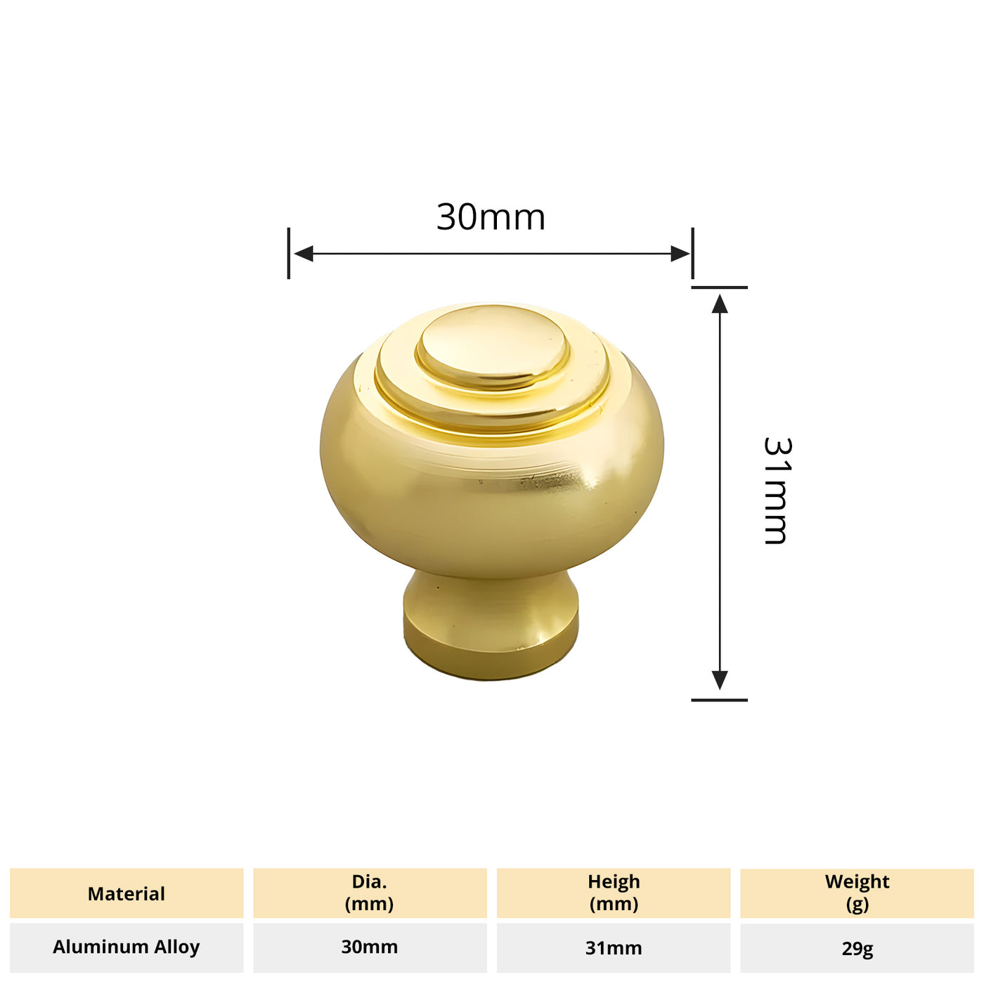 Harfington 5pcs Aluminum Alloy Drawer Brass Tone Knob with Screw for Cupboards Drawers Chest