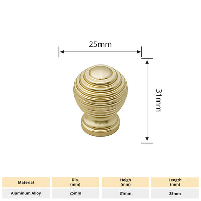 Harfington 5pcs Aluminum Alloy Drawer Brass Tone Knob with Screw for Cupboards Drawers Chest