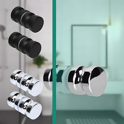 Harfington Aluminium Alloy Bathroom Pull Push Door Handles Double Sided(Double Pit Silver)