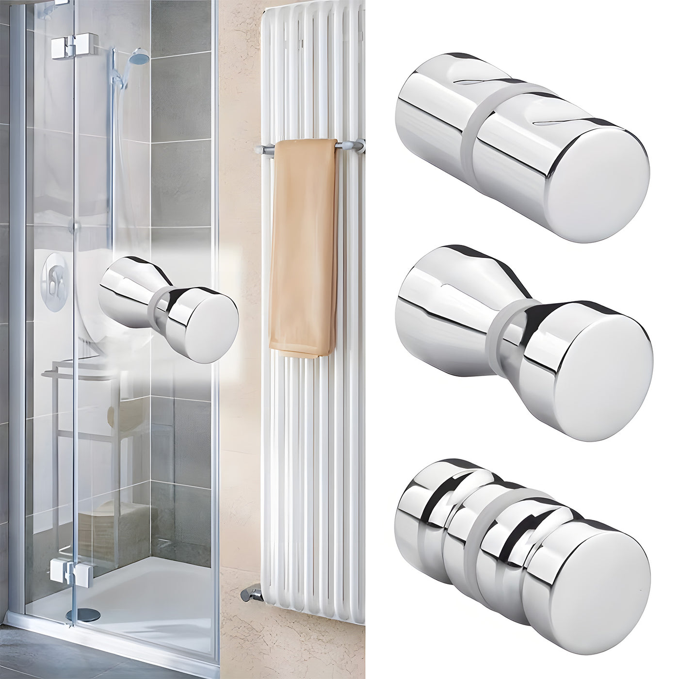 Harfington 1pcs Taper Shape Bathroom Shower Pull Push Door Handles Double Sided