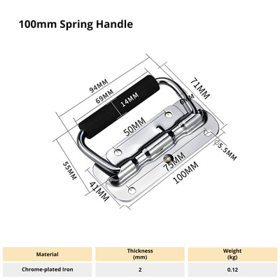 Harfington 1Pcs Folding Handle,Spring-loaded Box Handle, Silver Handle for Tool Box Door