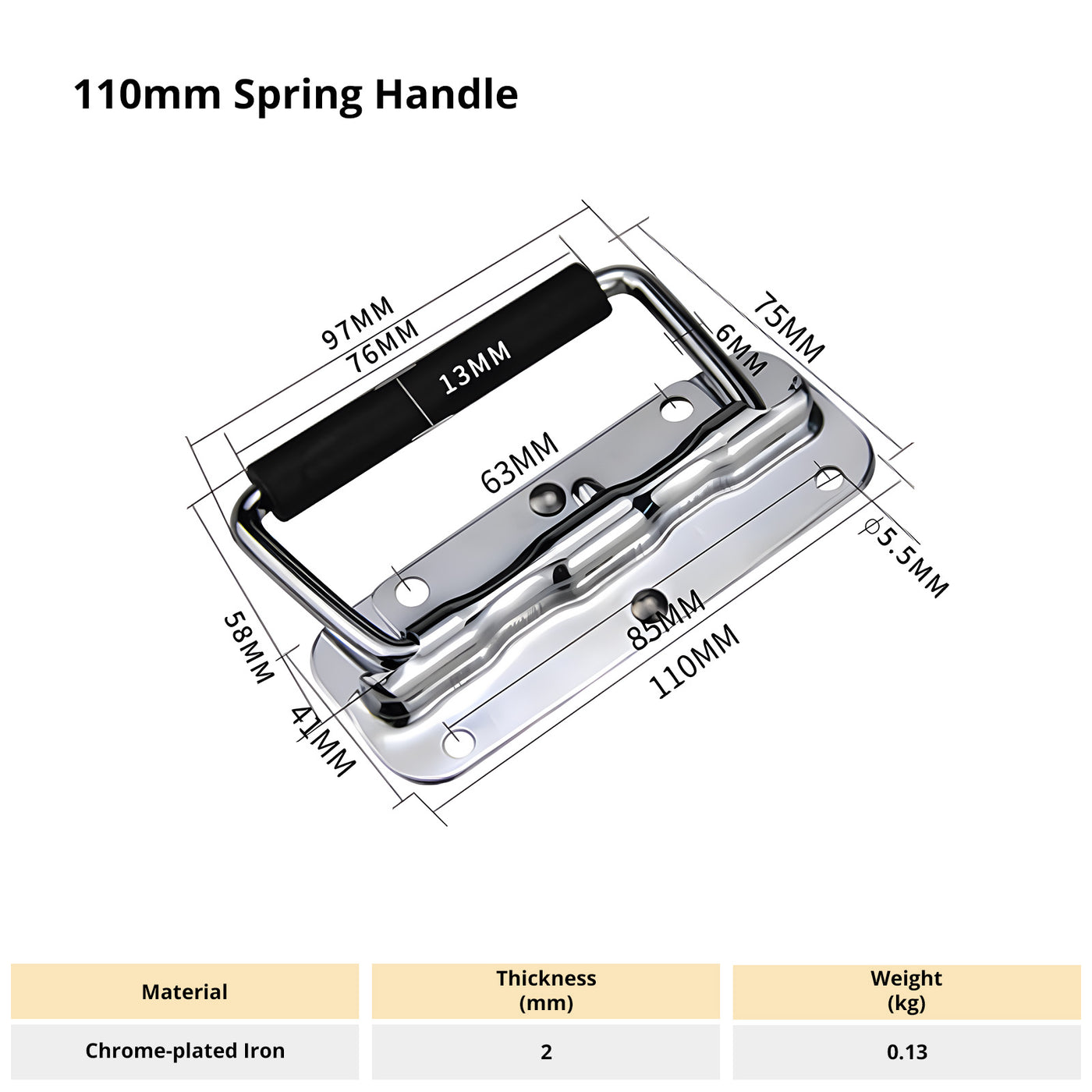 Harfington 1Pcs Folding Handle,Spring-loaded Box Handle, Silver Handle for Tool Box Door