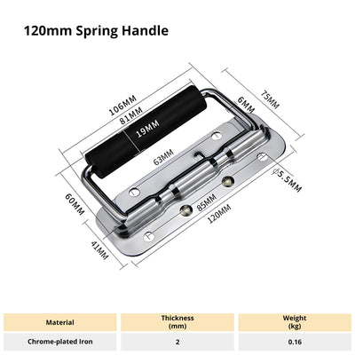 Harfington 1Pcs Folding Handle,Spring-loaded Box Handle, Silver Handle for Tool Box Door