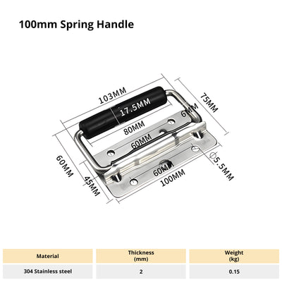 Harfington 1Pcs Folding Handle,Spring-loaded Box Handle, Silver Handle for Tool Box Door