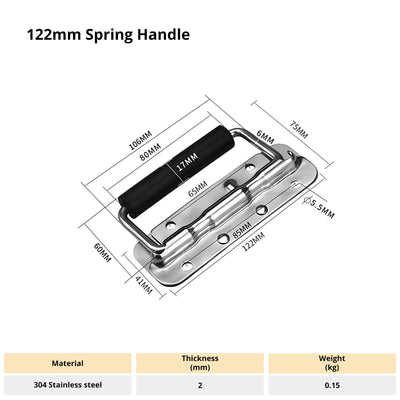 Harfington 1Pcs Folding Handle,Spring-loaded Box Handle, Silver Handle for Tool Box Door