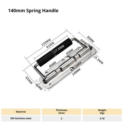 Harfington 1Pcs Folding Handle,Spring-loaded Box Handle, Silver Handle for Tool Box Door