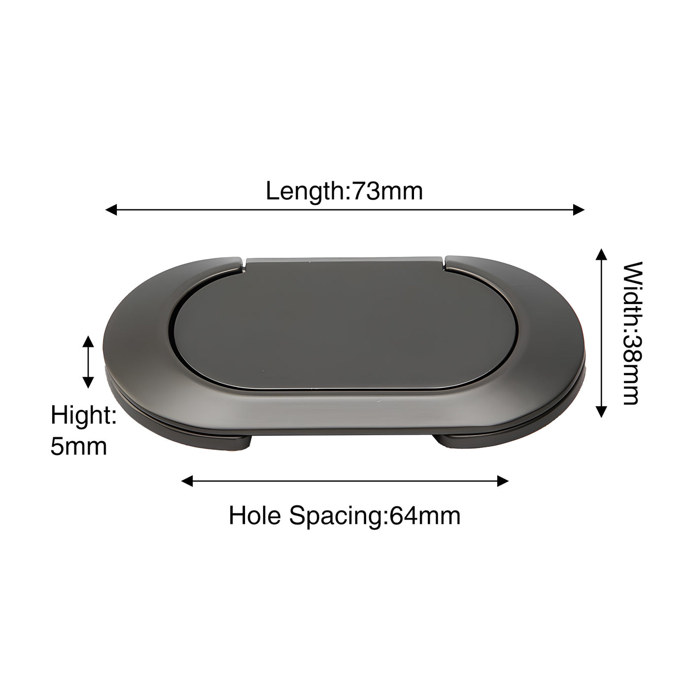 Harfington 5Pcs 73x38x5mm Concealed Invisible Pull Handle 64mm Hole Distance