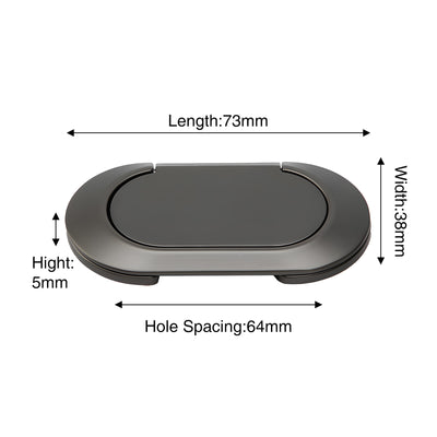 Harfington 5Pcs 73x38x5mm Concealed Invisible Pull Handle 64mm Hole Distance