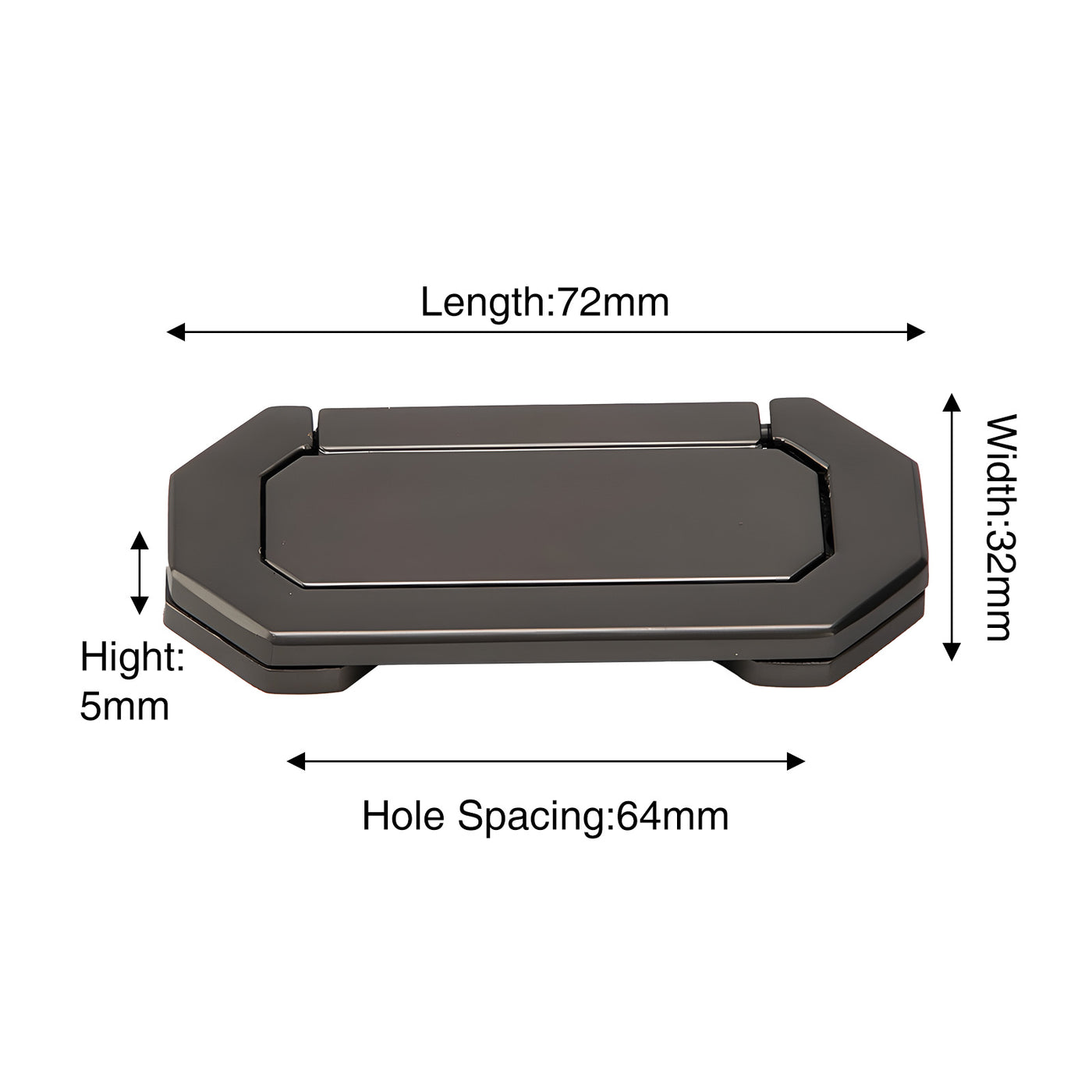 Harfington 5Pcs 72x32x5mm Concealed Invisible Pull Handle 64mm Hole Distance