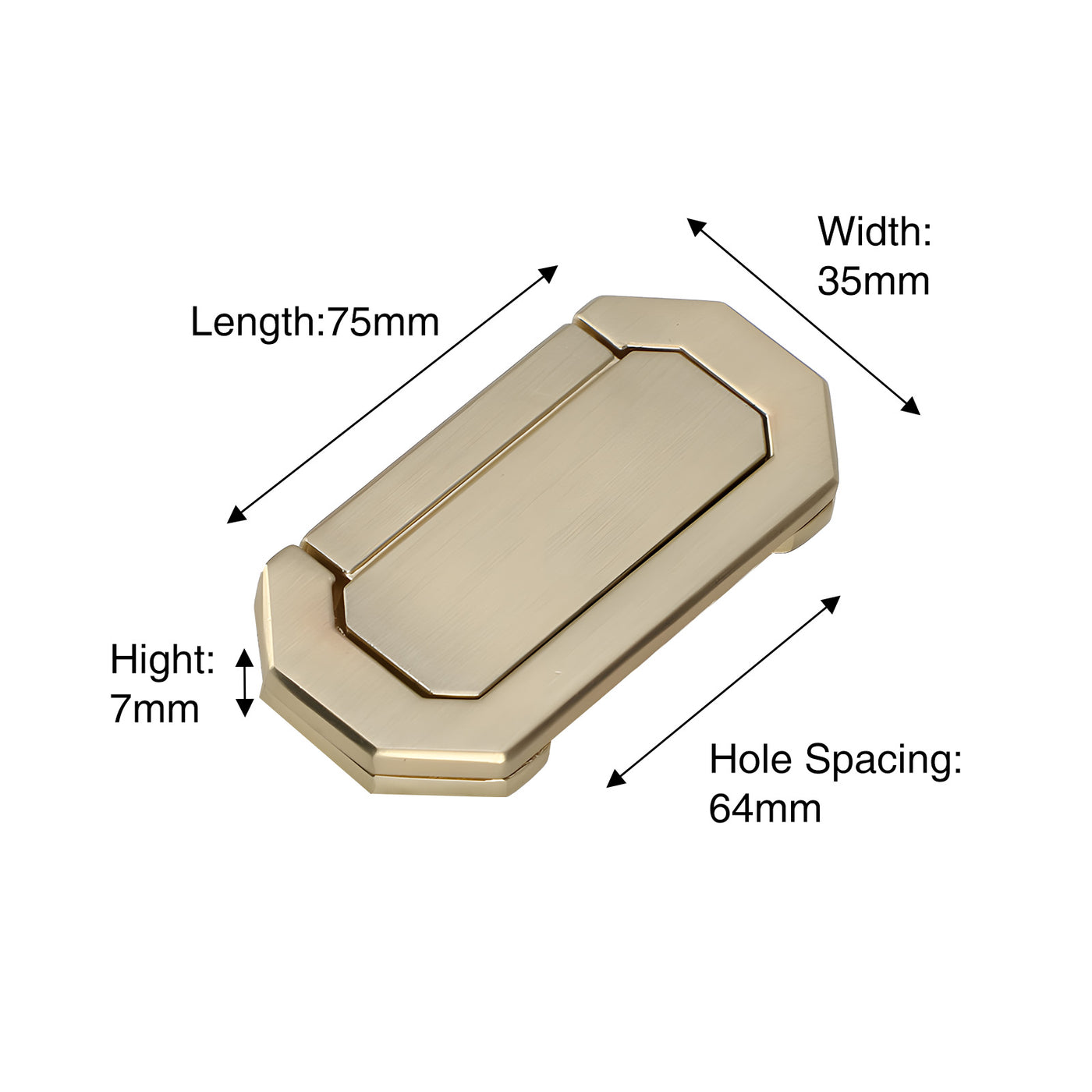 Harfington 5Pcs 72x32x5mm Concealed Invisible Pull Handle 64mm Hole Distance