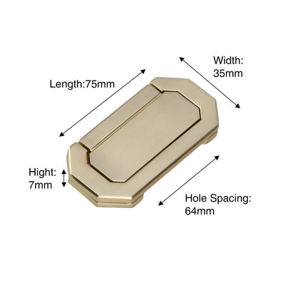 Harfington 5Pcs 72x32x5mm Concealed Invisible Pull Handle 64mm Hole Distance