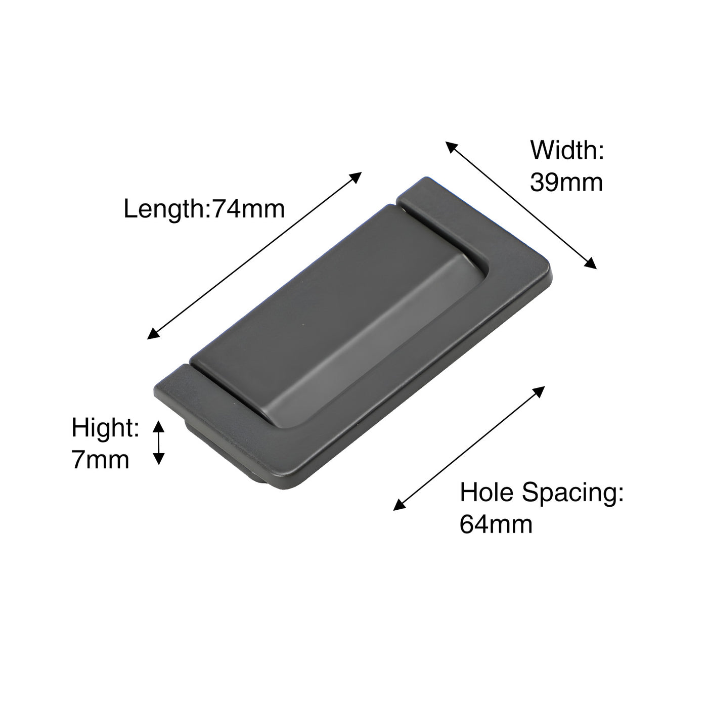 Harfington Aluminium Alloy 64mm Hole Distance Concealed Invisible Pull Handle