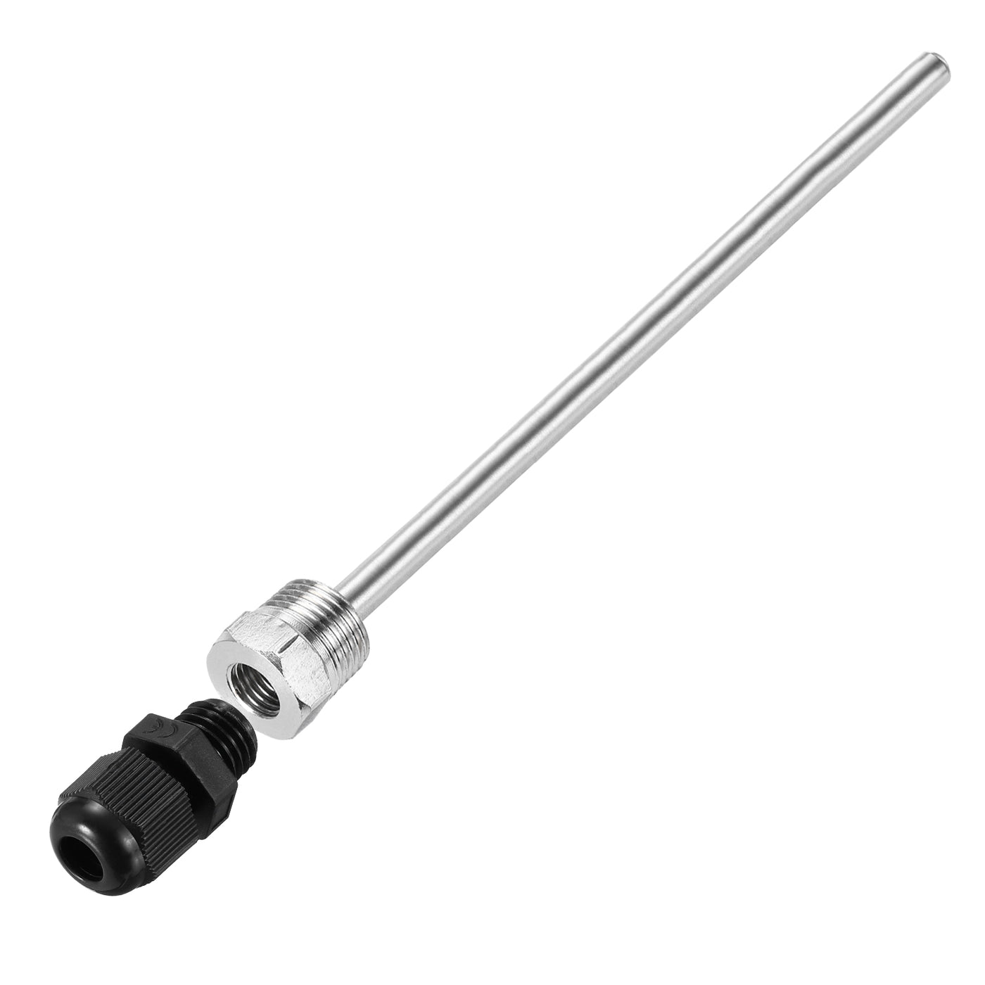 uxcell Uxcell 8mm Dia G1/2 Thermowell Weldless Stainless Steel 201 300mm Black