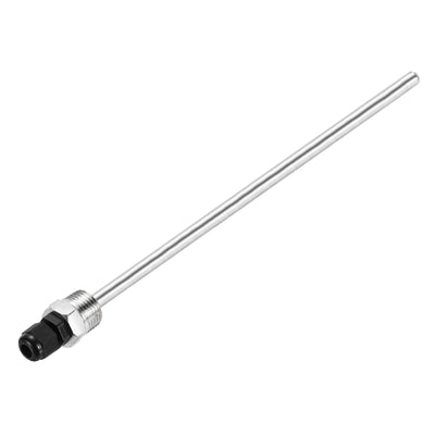 Harfington Uxcell 8mm Dia G1/2 Thermowell Weldless Stainless Steel 201 300mm Black