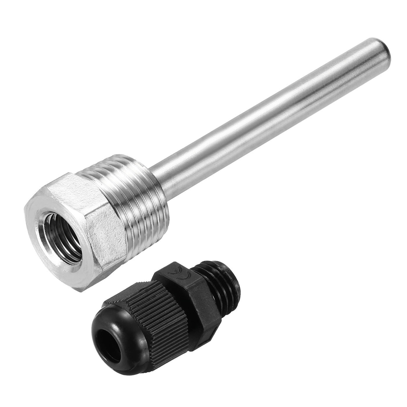 uxcell Uxcell 8mm Dia G1/2 Thermowell Weldless Stainless Steel 304 100mm Black