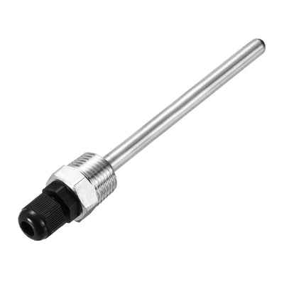 Harfington Uxcell 8mm Dia G1/2 Thermowell Weldless Stainless Steel 304 150mm Black