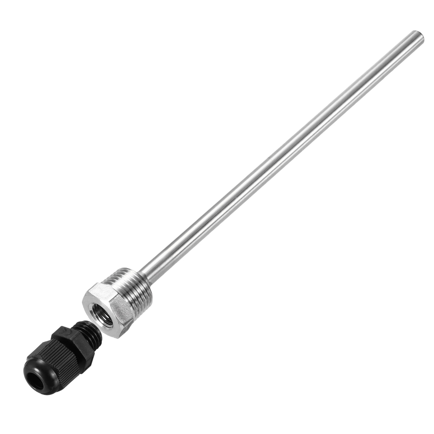 uxcell Uxcell 8mm Dia G1/2 Thermowell Weldless Stainless Steel 304 200mm Black