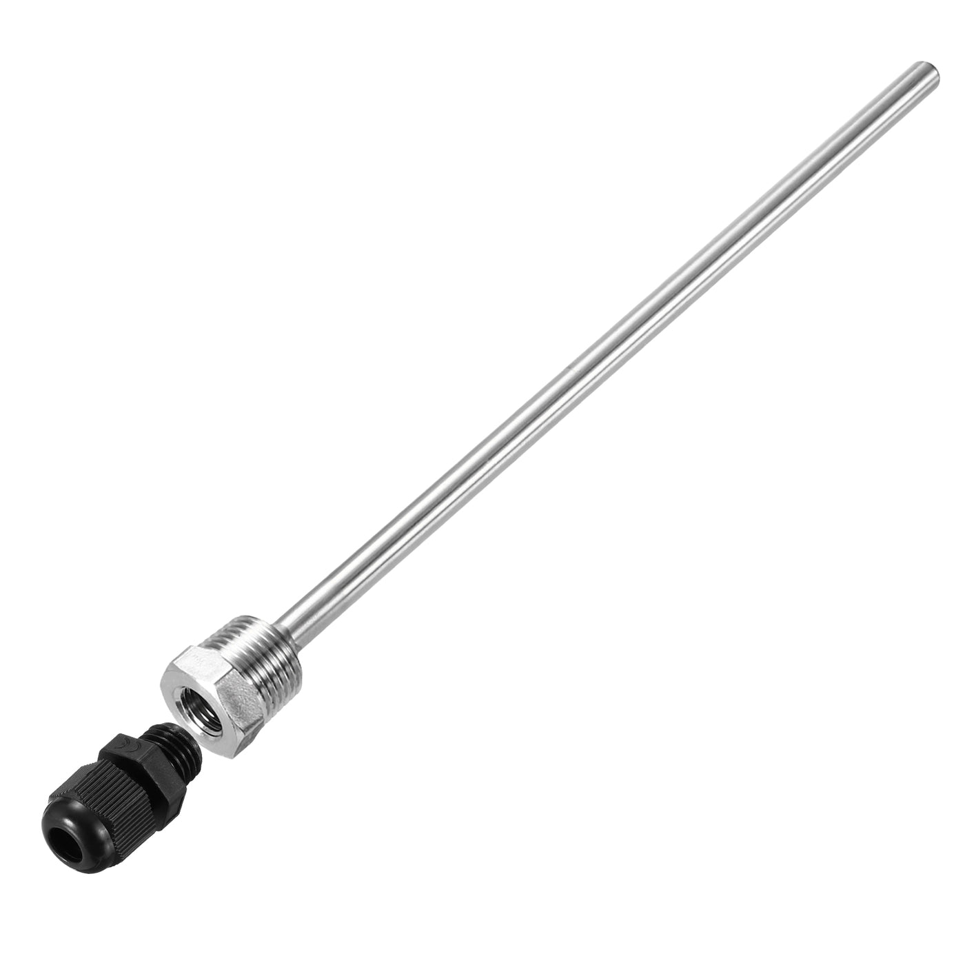 uxcell Uxcell 8mm Dia G1/2 Thermowell Weldless Stainless Steel 304 250mm Black