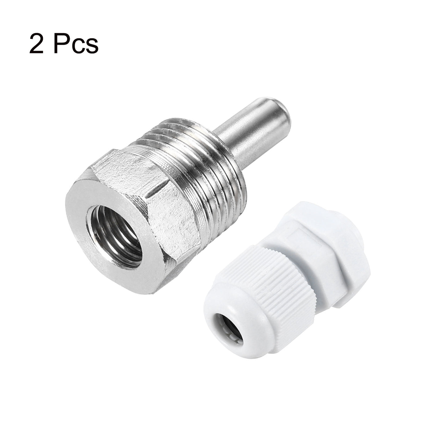 uxcell Uxcell 2 Pcs 8mm Dia G1/2 Thermowell Weldless Stainless Steel 201 30mm White