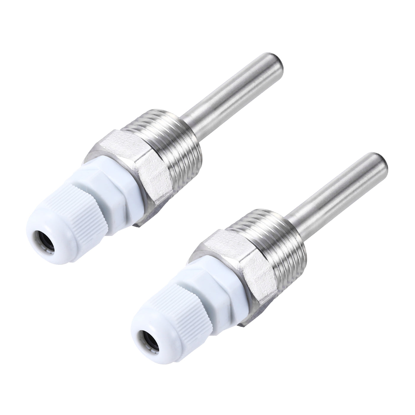 uxcell Uxcell 2 Pcs 8mm Dia G1/2 Thermowell Weldless Stainless Steel 201 50mm White