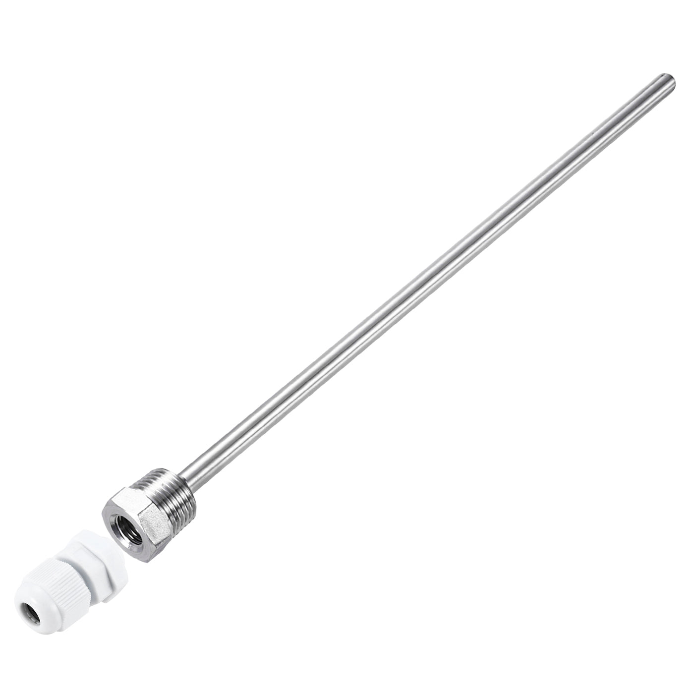 uxcell Uxcell 2 Pcs 8mm Dia G1/2 Thermowell Weldless Stainless Steel 201 300mm White