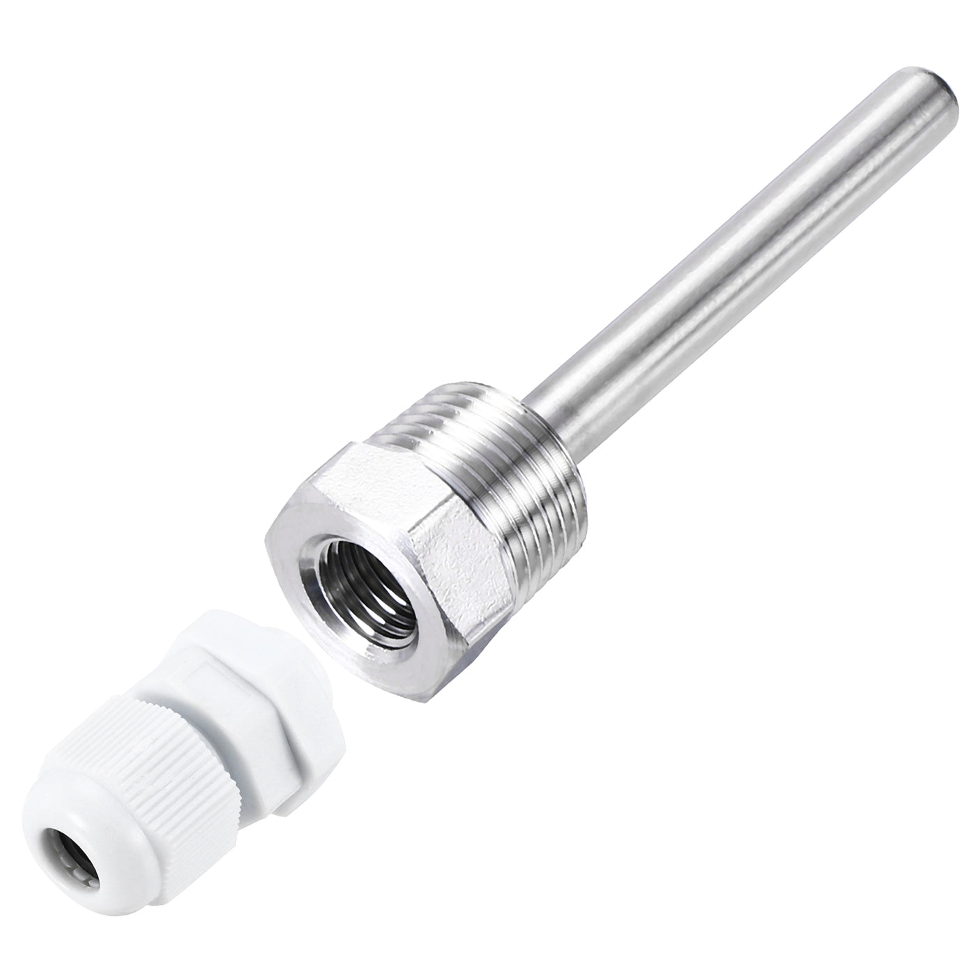 uxcell Uxcell 2 Pcs 8mm Dia G1/2 Thermowell Weldless Stainless Steel 304 100mm White