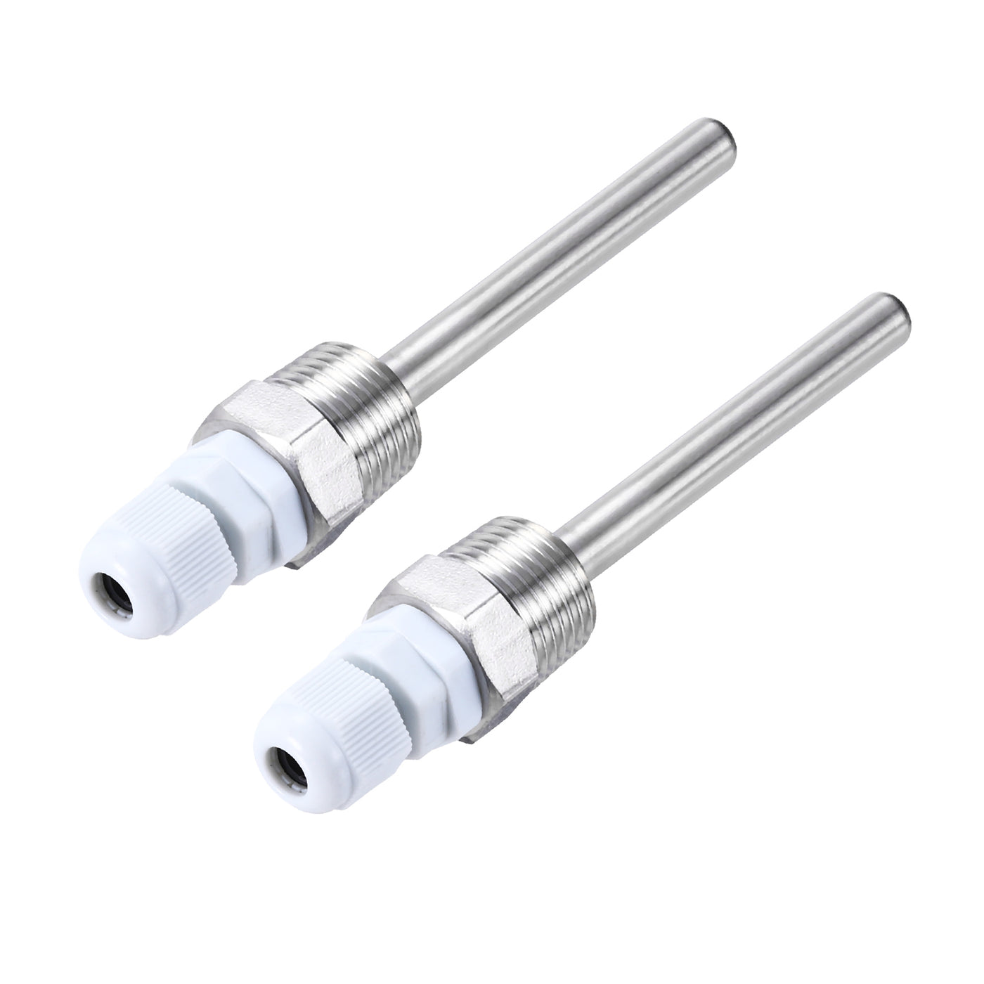 uxcell Uxcell 2 Pcs 8mm Dia G1/2 Thermowell Weldless Stainless Steel 304 100mm White