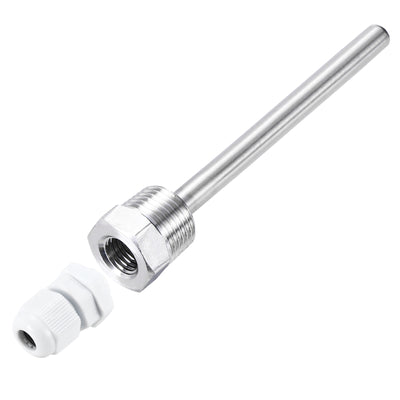 Harfington Uxcell 2 Pcs 8mm Dia G1/2 Thermowell Weldless Stainless Steel 304 150mm White