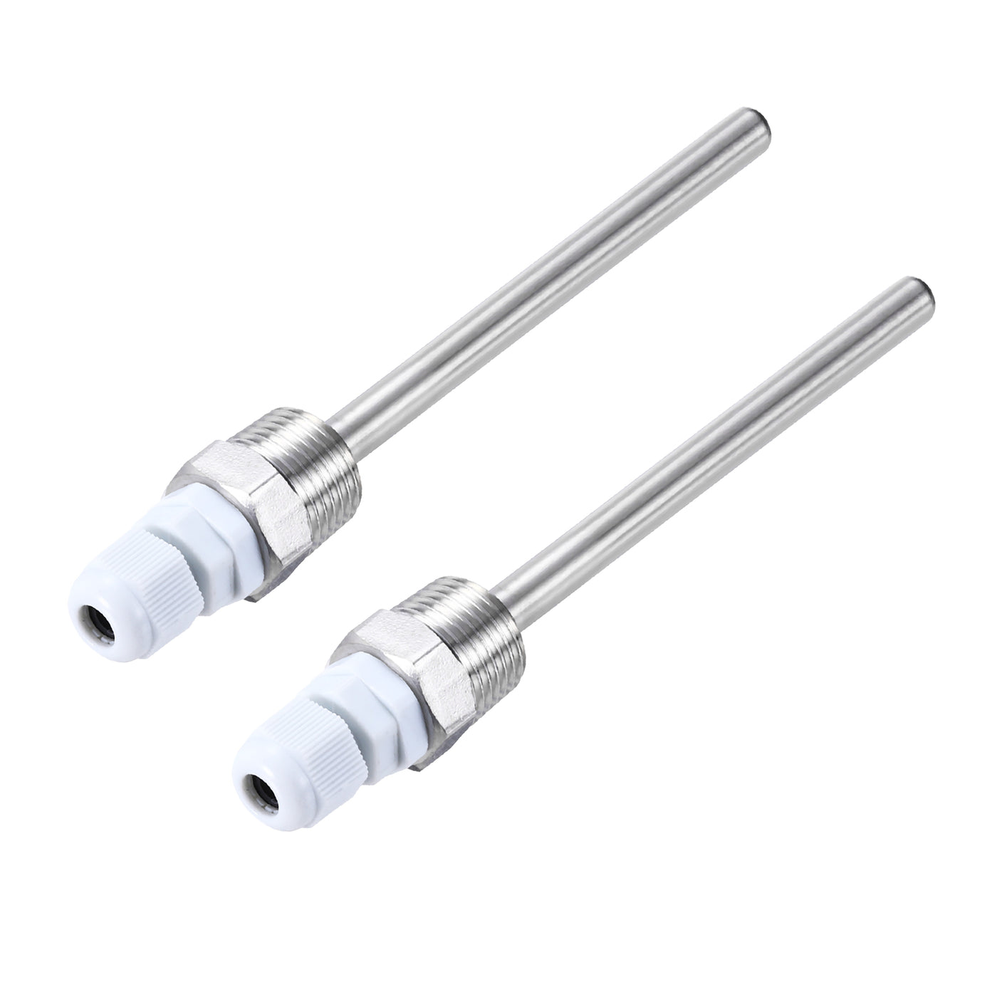 uxcell Uxcell 2 Pcs 8mm Dia G1/2 Thermowell Weldless Stainless Steel 304 150mm White