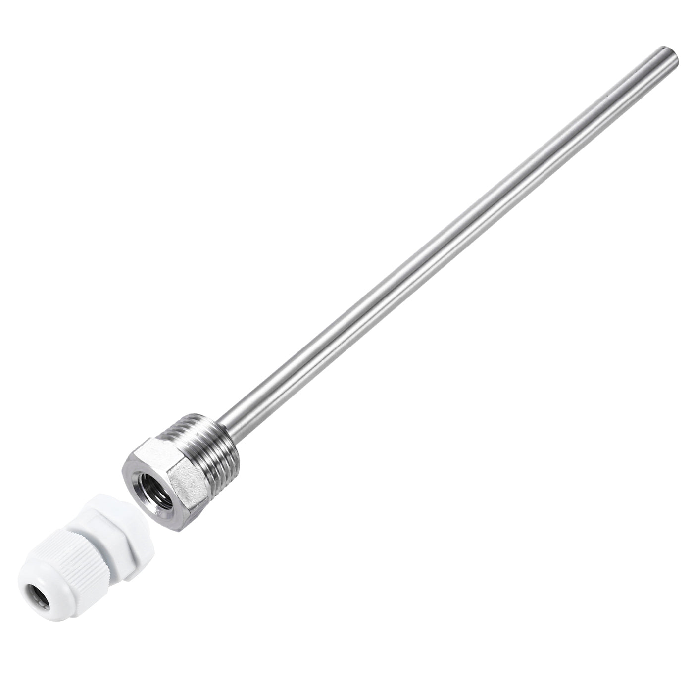 uxcell Uxcell 2 Pcs 8mm Dia G1/2 Thermowell Weldless Stainless Steel 304 200mm White