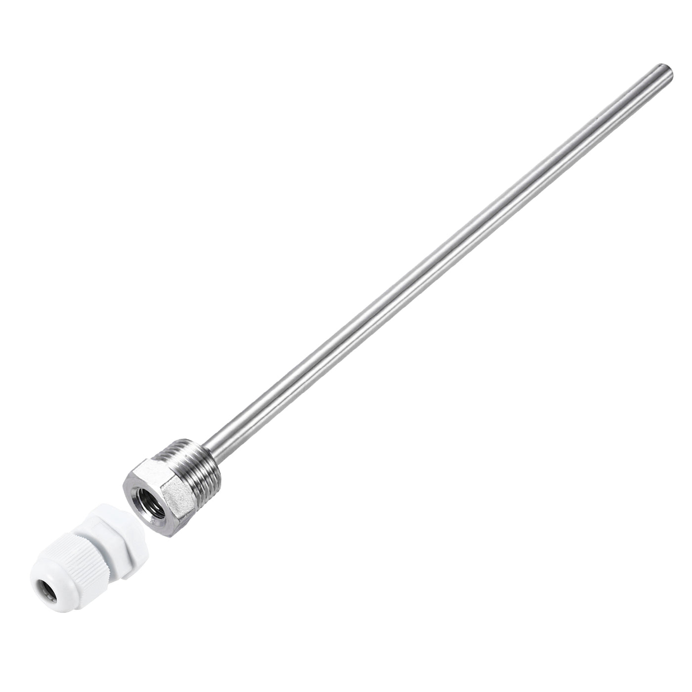 uxcell Uxcell 2 Pcs 8mm Dia G1/2 Thermowell Weldless Stainless Steel 304 250mm White