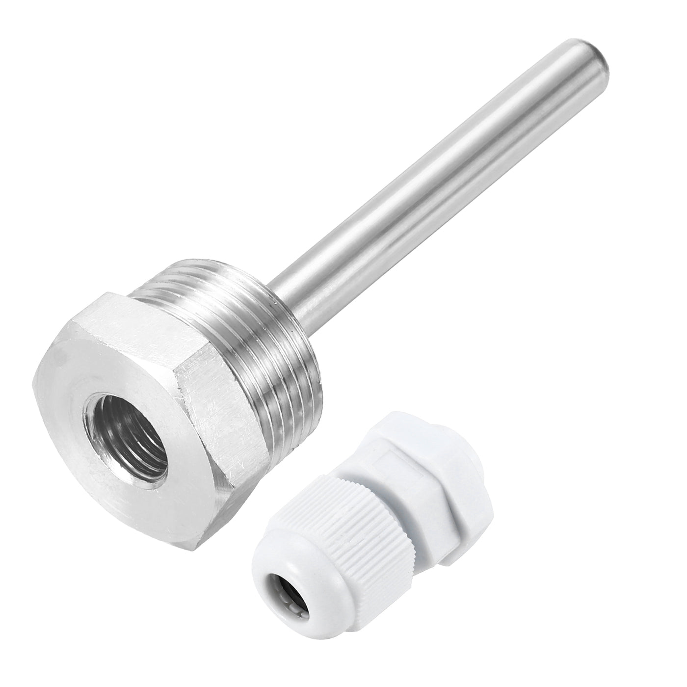 uxcell Uxcell 8mm Dia G3/4 Thermowell Weldless Stainless Steel 304 100mm White