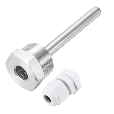 Harfington Uxcell 8mm Dia G3/4 Thermowell Weldless Stainless Steel 304 100mm White