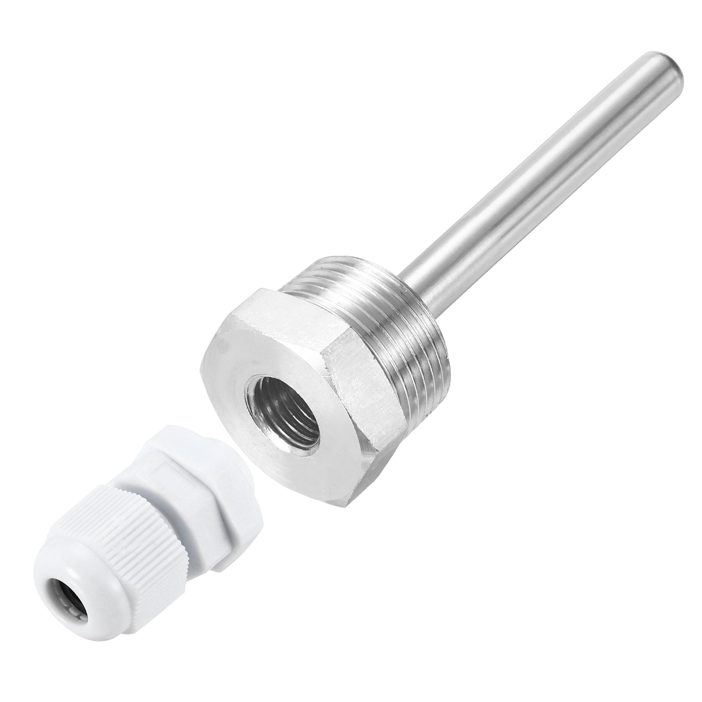 uxcell Uxcell 8mm Dia G3/4 Thermowell Weldless Stainless Steel 304 100mm White