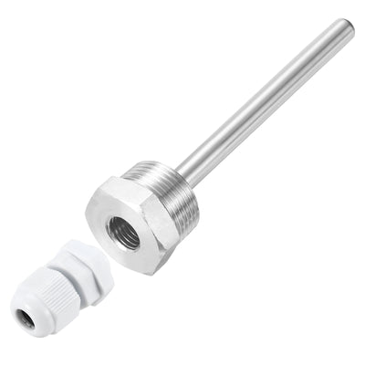 Harfington Uxcell 8mm Dia G3/4 Thermowell Weldless Stainless Steel 304 150mm White