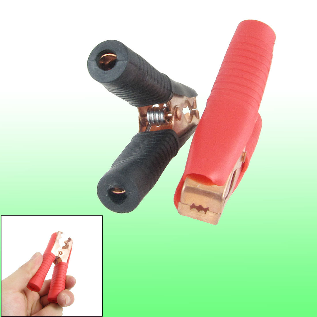 uxcell Uxcell 2 Pcs Black Red Sleeve 100A Battery Test Clips Alligator Clamps for Car