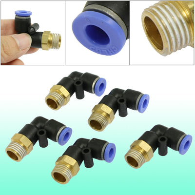 uxcell Uxcell 6mm x 1/4" PT Push In One Touch Connector Quick Fittings 5 Pcs