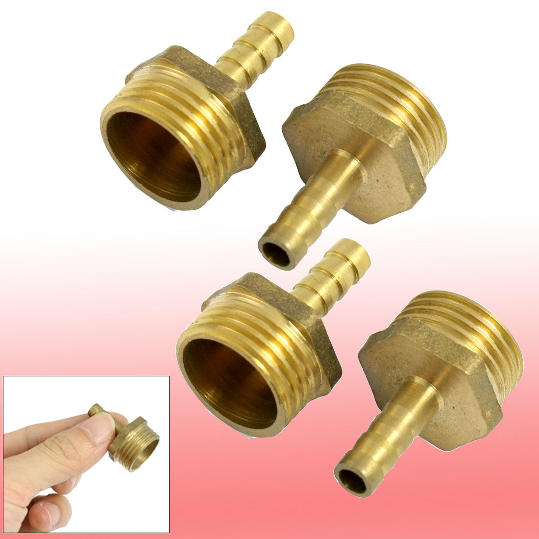 uxcell Uxcell 5 Pcs Brass 1/2" PT Thread 6mm Air Water Fuel Hose Barb Fitting Adapter