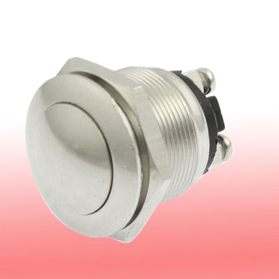 Harfington Uxcell AC 250V 5A OFF(ON) NO 19mm Metal Momentary Push Button Switch 2 Screw Terminals