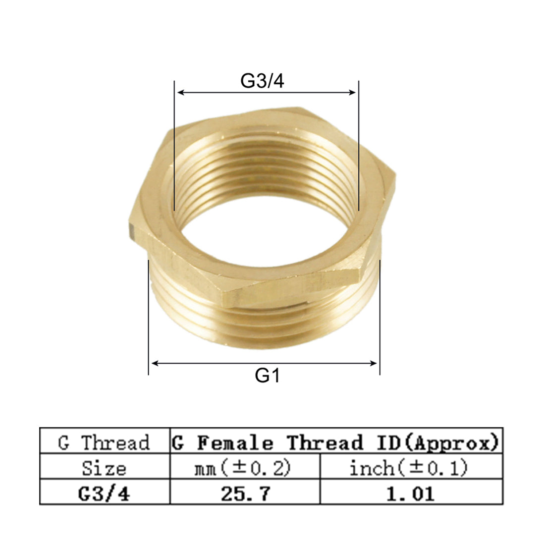 uxcell Uxcell G1 Male to G3/4 Female Hex Thread Bushing Piping Connector Adapter