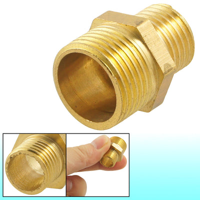 uxcell Uxcell Gold Tone Brass 3/8" G to 1/4" G Male Hex Nipple Reducing Connector Fitting