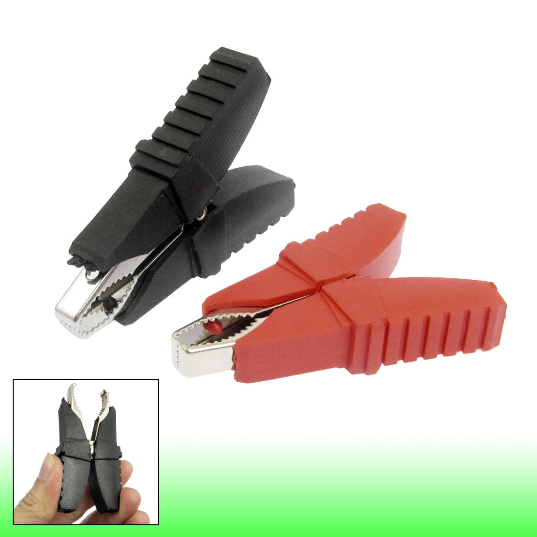 uxcell Uxcell 2 Pieces Black Red Sleeve 100A Battery Test Clips Alligator Clamps for Car