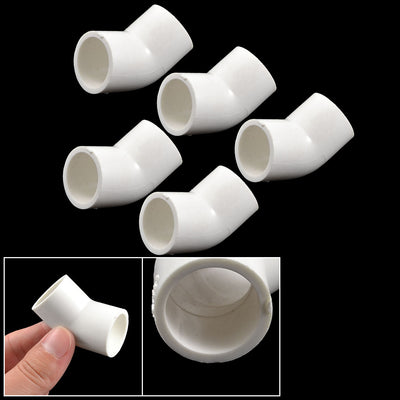 Harfington Uxcell 5 Pcs 20mm Dia 45 Angle Degree Elbow PVC Pipe Fittings Adapter Connector White