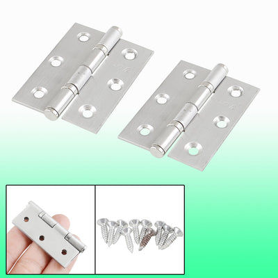 uxcell Uxcell 2 Pcs Home Furniture Hardware Door Hinge Satin Nickel 2" Length Silver Tone