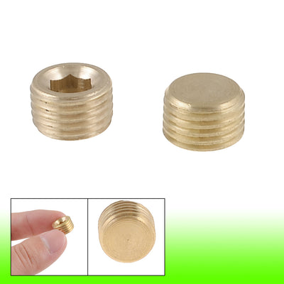 uxcell Uxcell 5 Pcs 1/4" PT Threaded Diameter Brass Internal Hex Head Pipe Connector