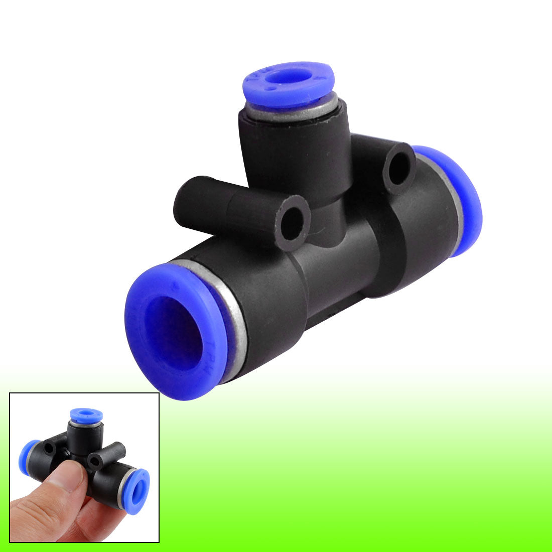 uxcell Uxcell Luftpneumatisch T förmig Adapter 10mm zu 6mm Ein Berührung Armaturen Anschlüsse Schwarz Blau