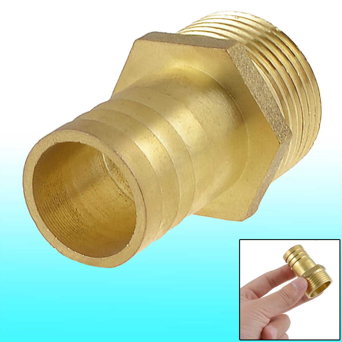 uxcell Uxcell Brass 25mm Hose Barb to 1" PT Male Thread Pneumatic Coupler Connector