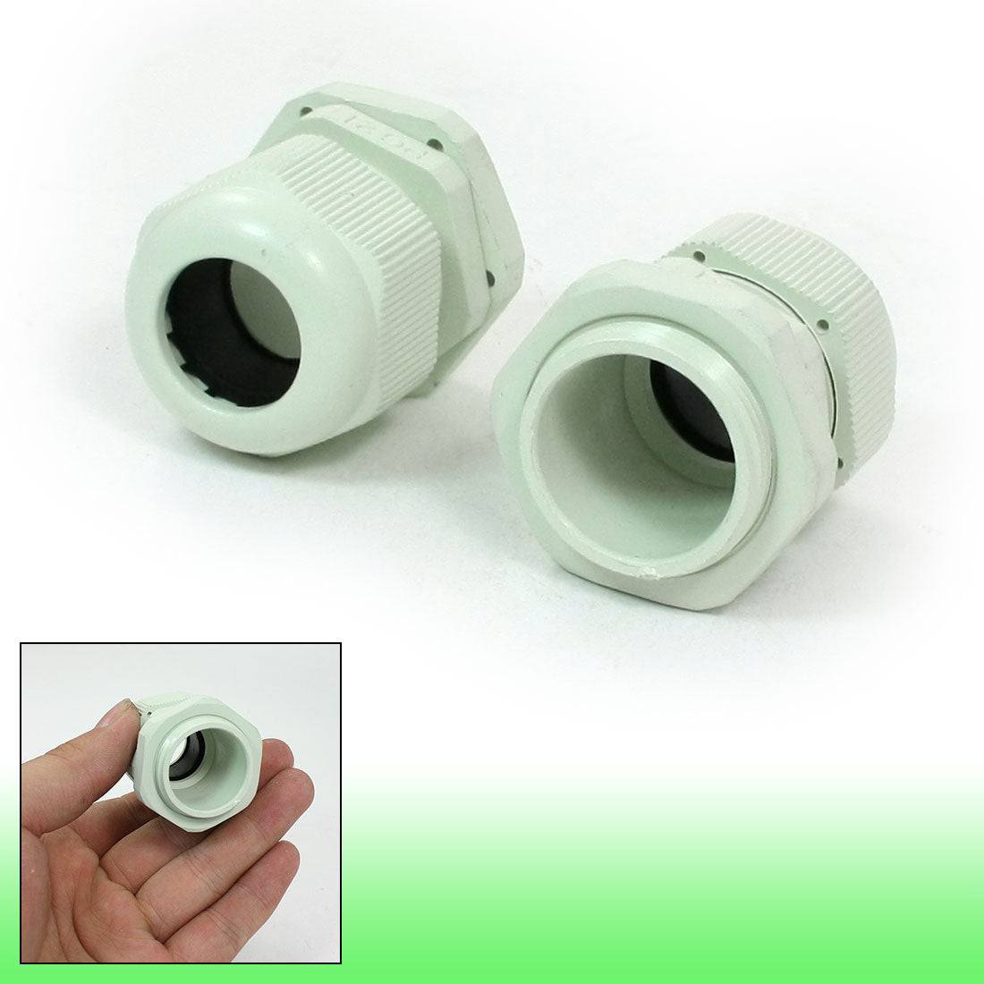 uxcell Uxcell 2 Pcs Plastic Waterproof Connector 9-16mm Dia Cable Gland PG21 Light Green