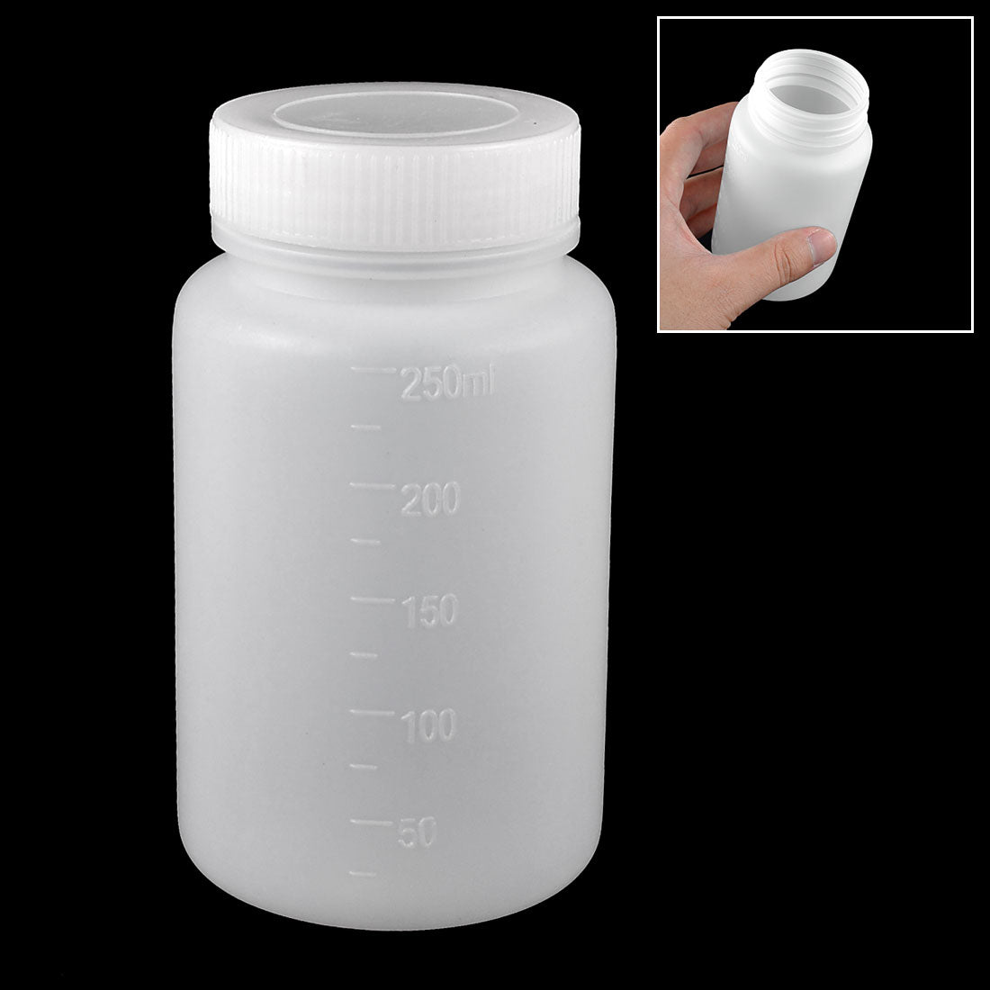 uxcell Uxcell 250mL Capacity Laboratory Storage Plastic Widemouth Bottle White