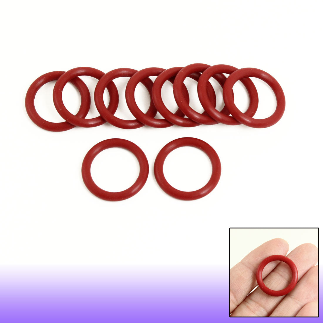 uxcell Uxcell 10 x Industrial Flexible Red Rubber O Ring Seal Gasket 22mm x 3mm x 16mm